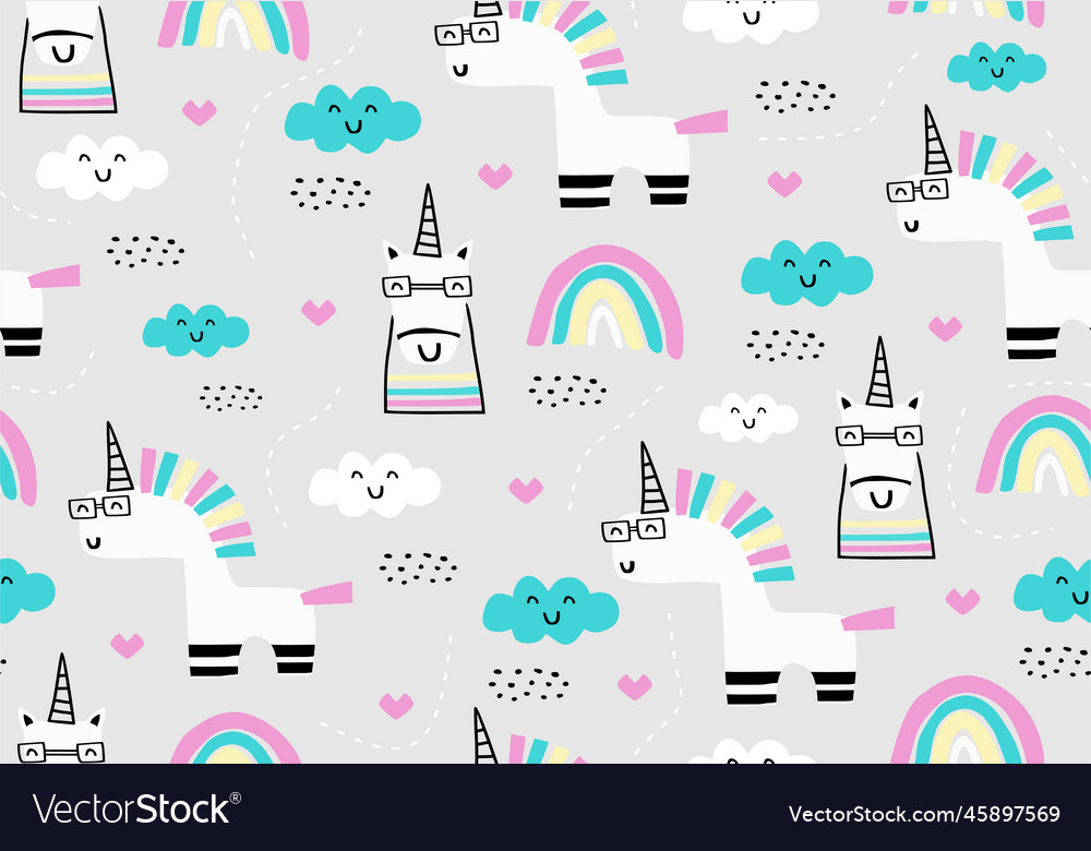 Cute unicorn seamless pattern unique character