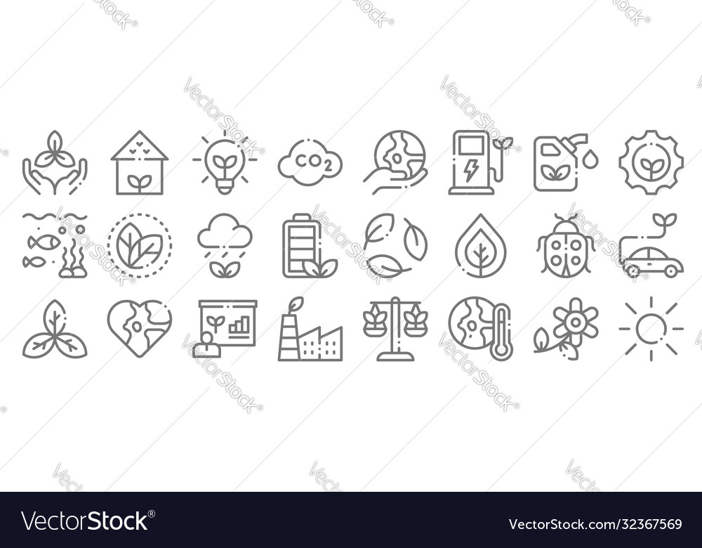 Ecology line icons linear set quality vector image Ecology line icons linear set quality