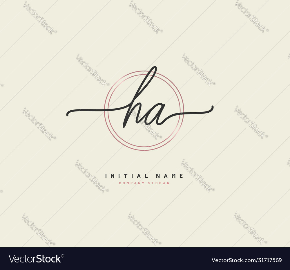 H a ha beauty initial logo handwriting