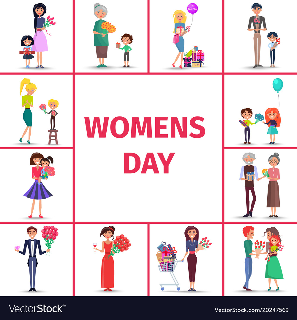 Happy womens day for girls women and grandmothers Vector Image Happy womens day for girls women and grandmothers Vector Image