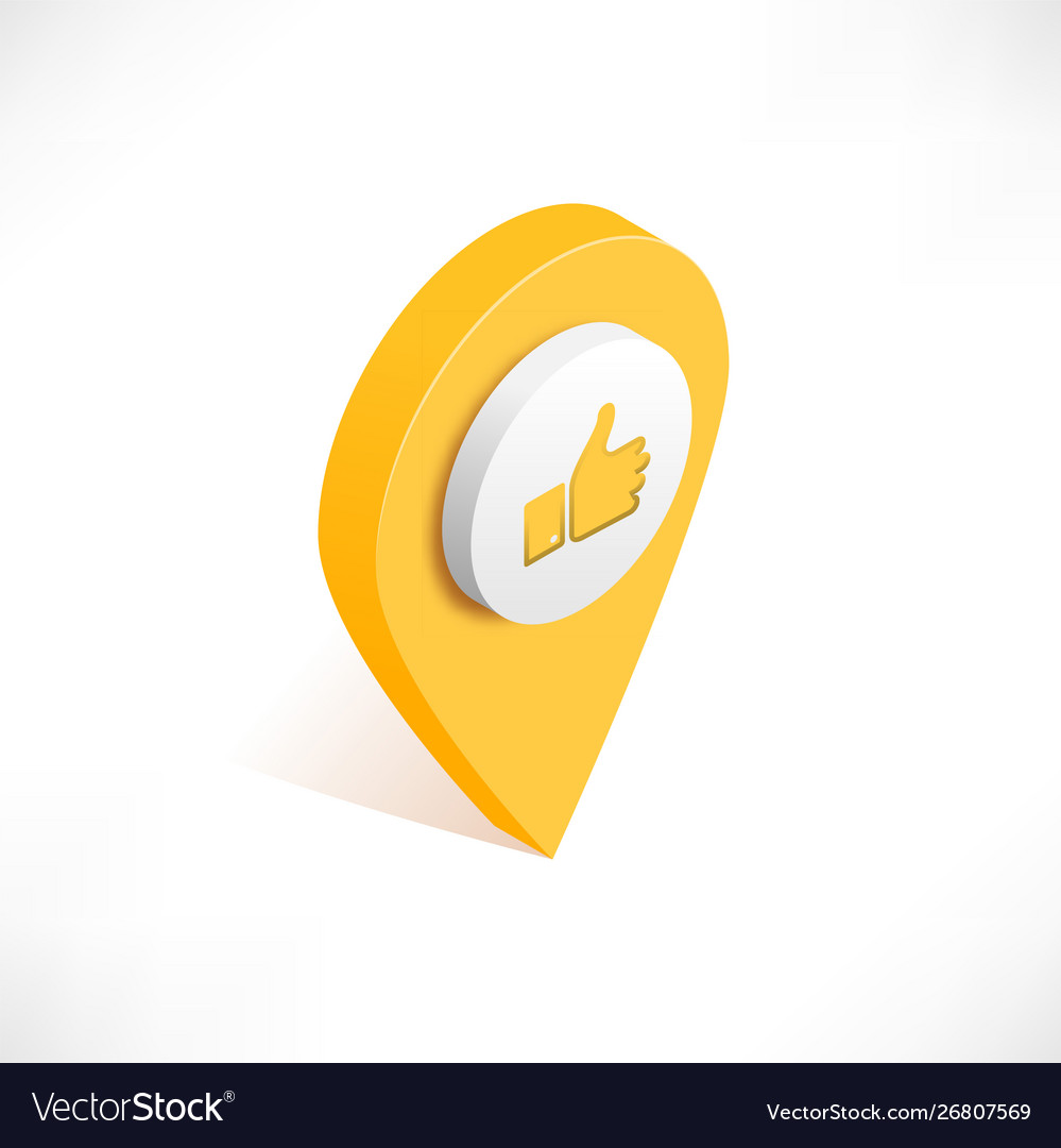 Map pointer pin isometric with hand like icon