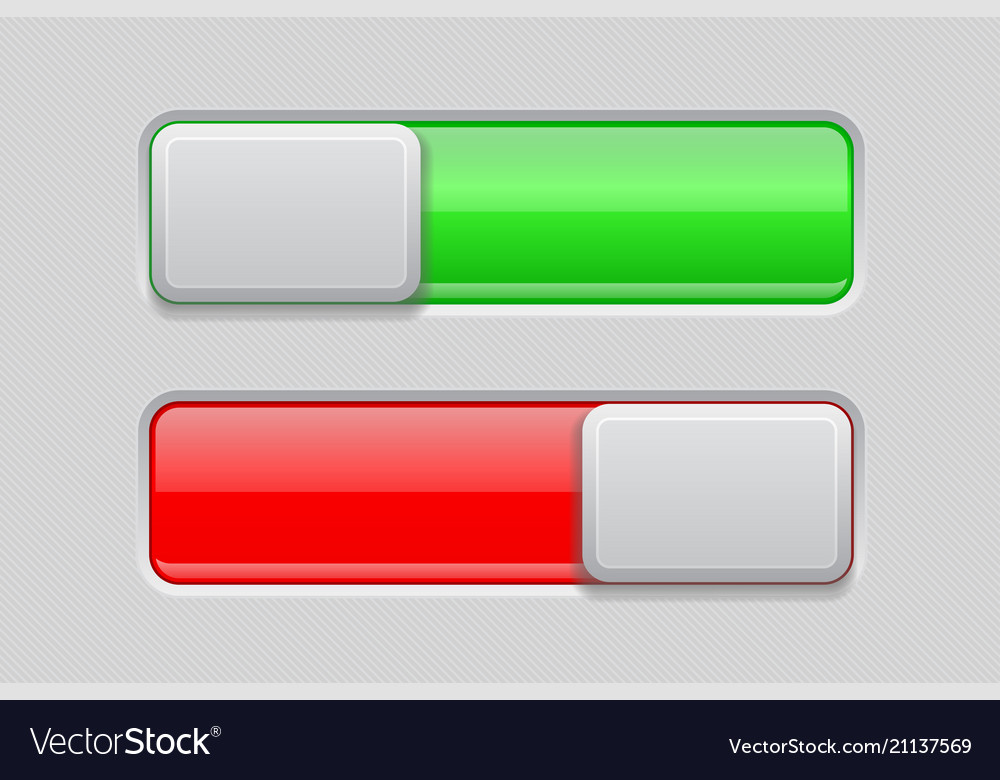 On and off toggle switch buttons red green 3d