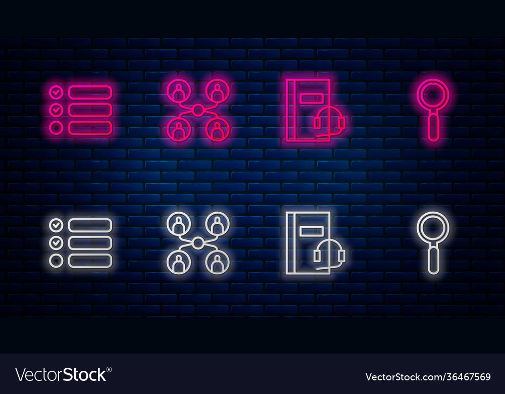 Set line online class audio book task list vector image Set line online class audio book task list