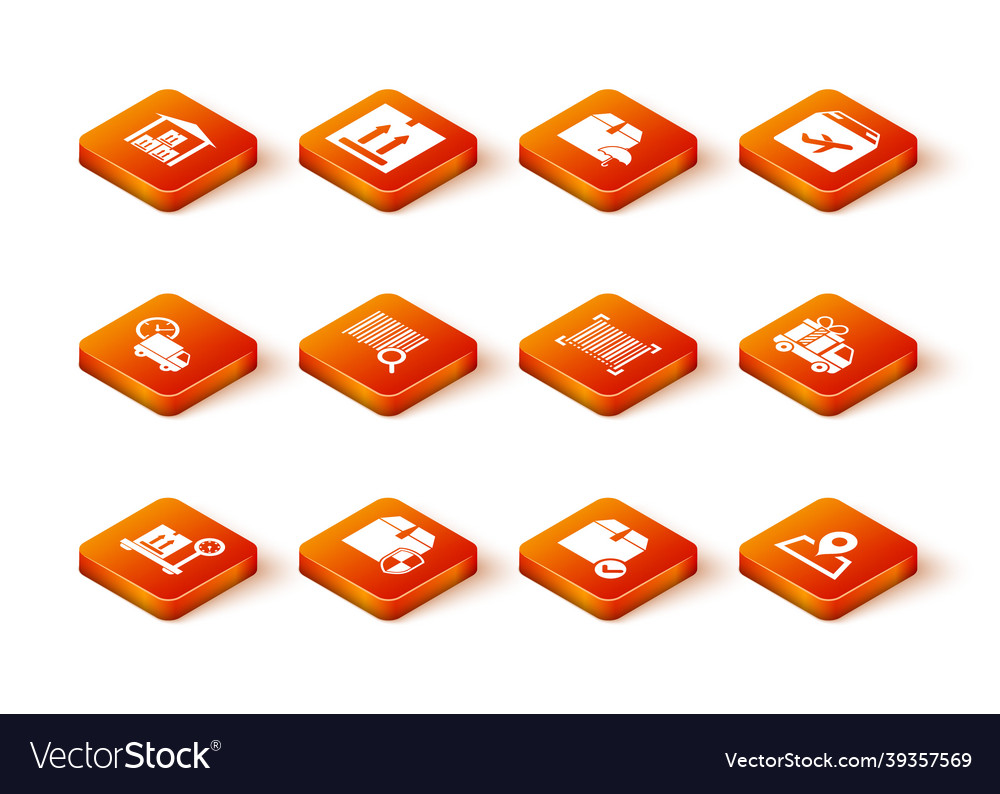 Set scale with cardboard box delivery security vector image Set scale with cardboard box delivery security