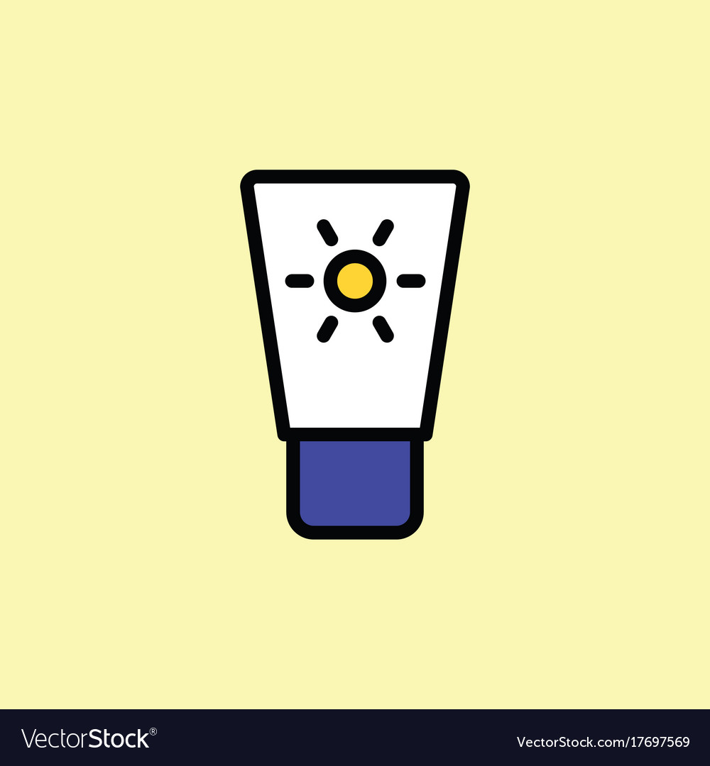 Sunscreen icon thin line on color background