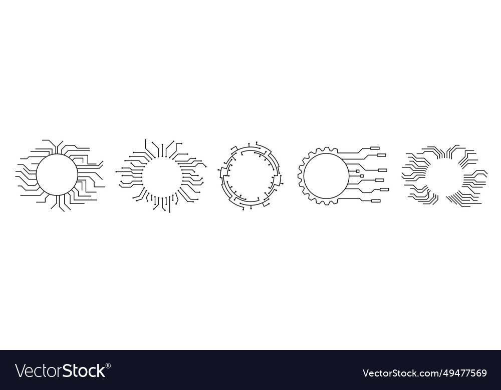 Tech circular cpu chip frame digital ai deep vector image Tech circular cpu chip frame digital ai deep