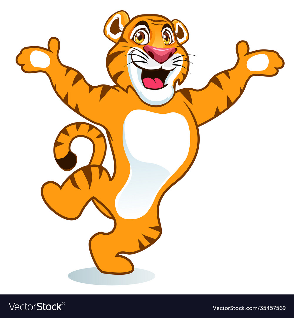 Tiger dancing mascot cartoon Royalty Free Vector Image