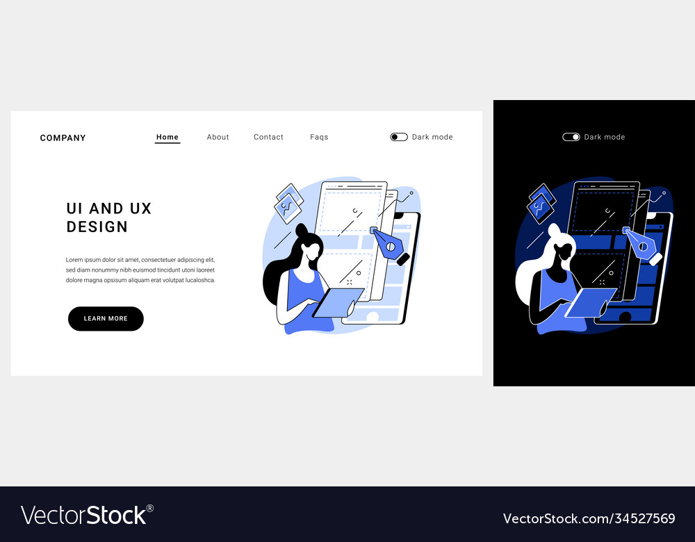Ui and ux design concept landing page vector image Ui and ux design concept landing page