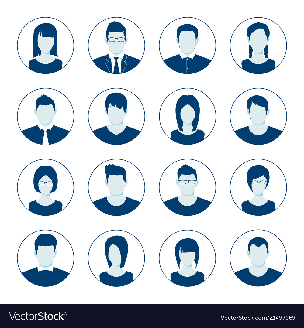 User account avatar user portrait icon set Vector Image