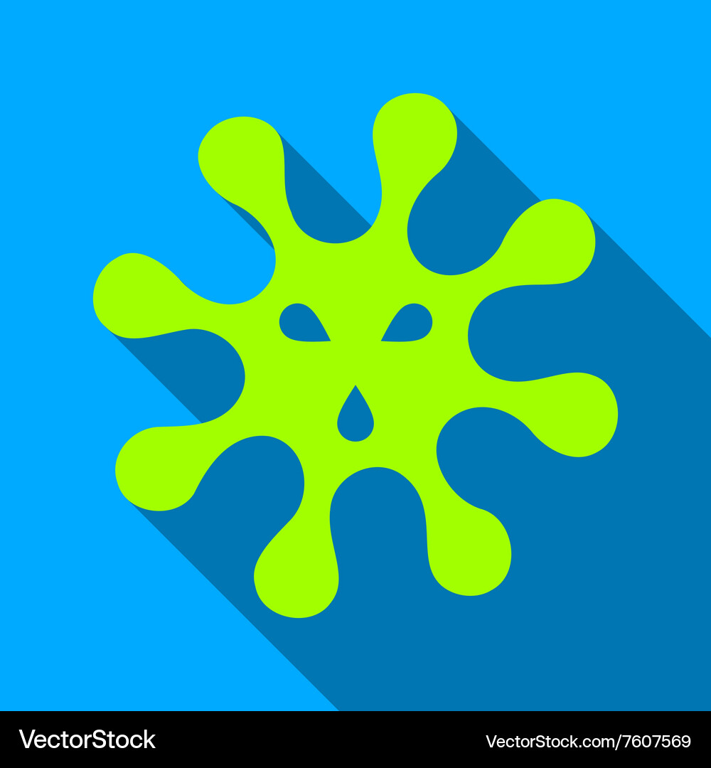 Virus flat long shadow square icon Royalty Free Vector Image