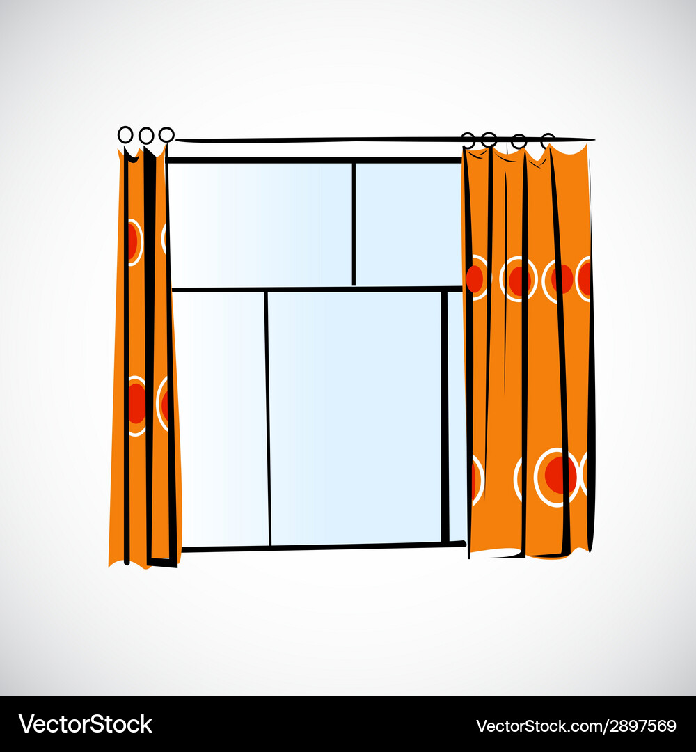 Window with curtains on a bright background Vector Image