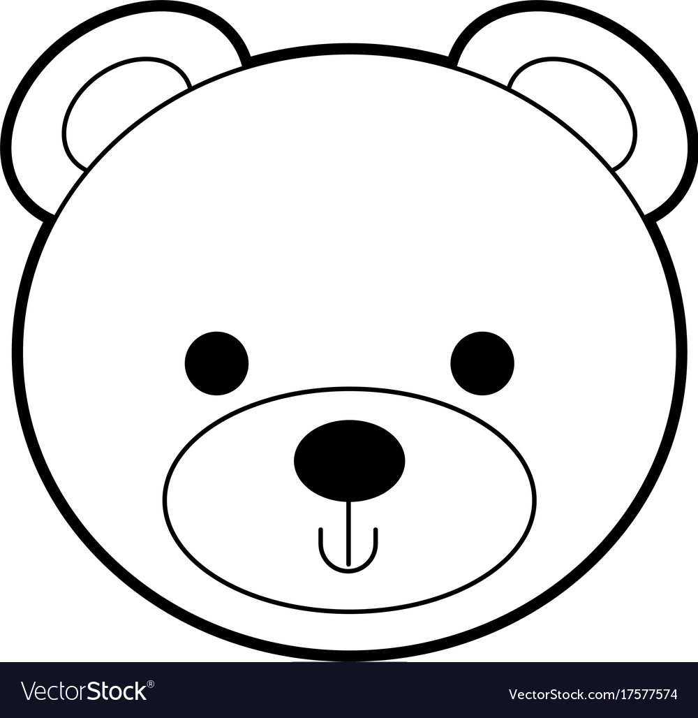 Cute bear teddy face toy gift Royalty Free Vector Image