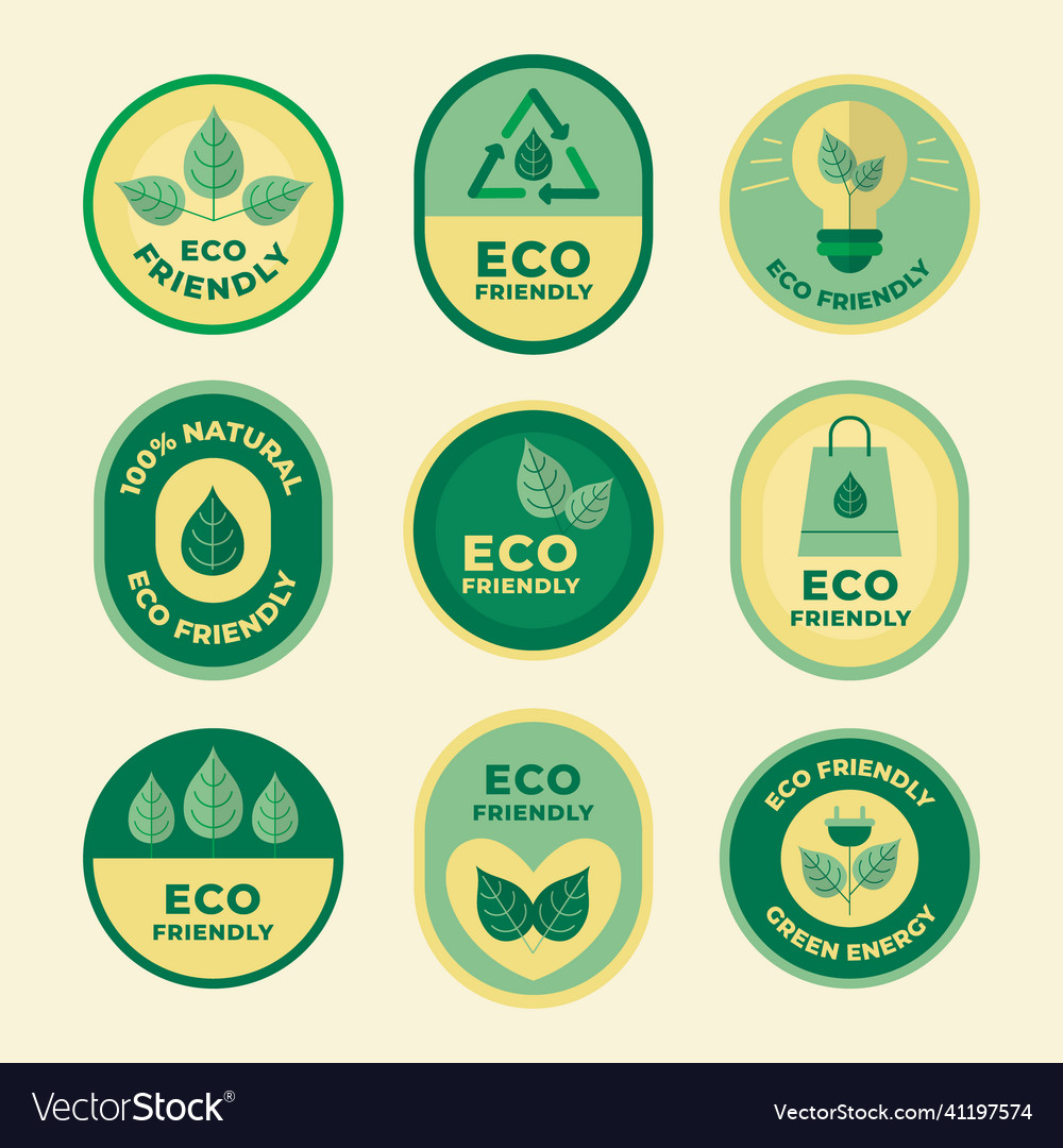 Flat design eco friendly labels Royalty Free Vector Image