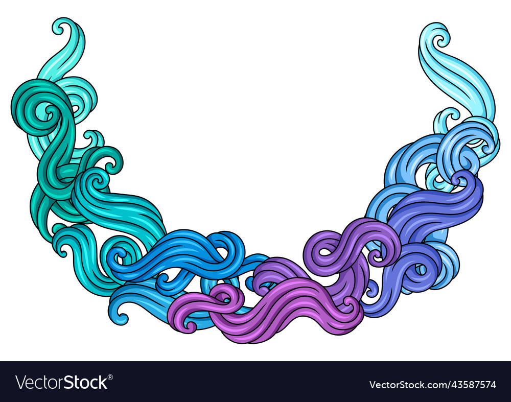 Frame with wave line curls color striped texture vector image Frame with wave line curls color striped texture