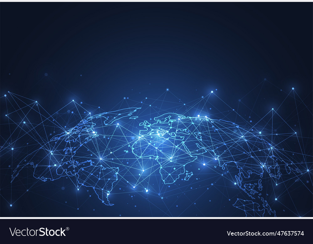 Global network connection world map point