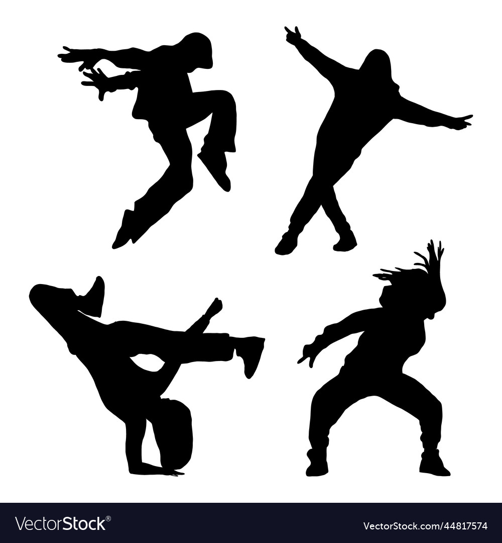 Hand drawn dancer silhouette set Royalty Free Vector Image