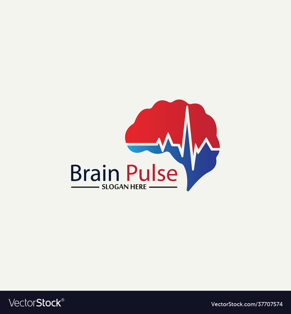 Health brain pulse logo template design emblem