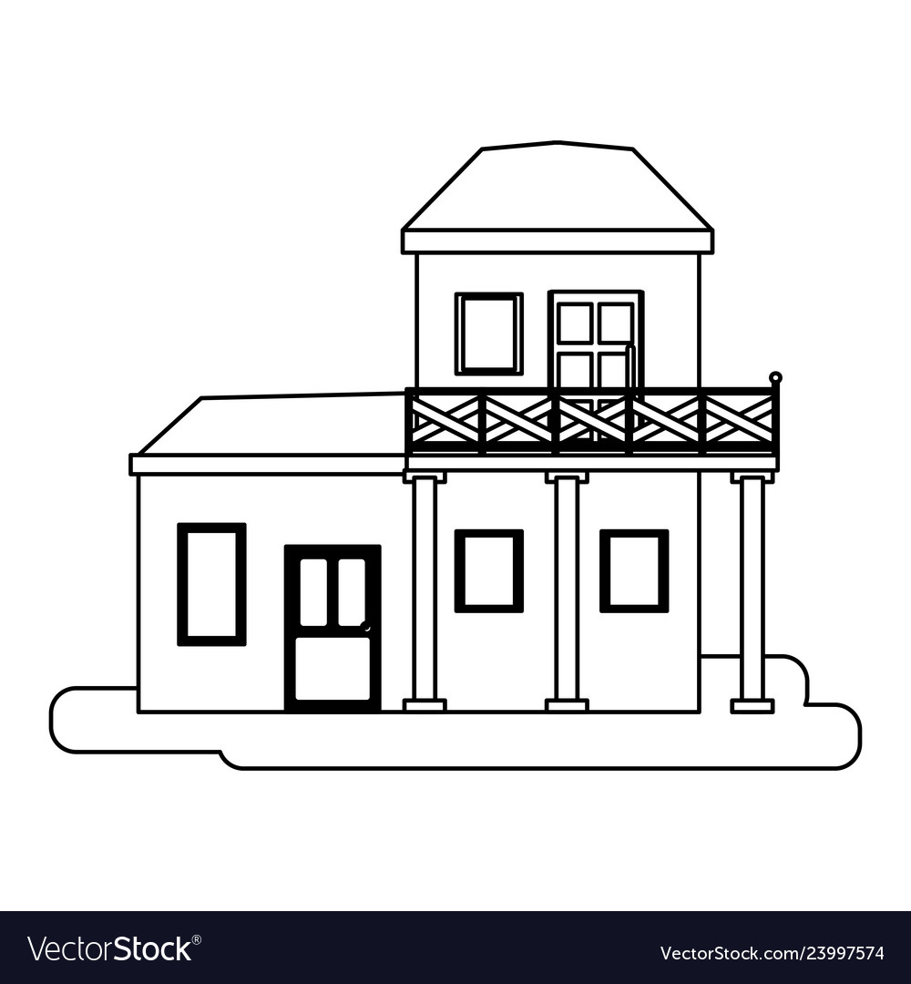 House real estate cartoon isolated black and white