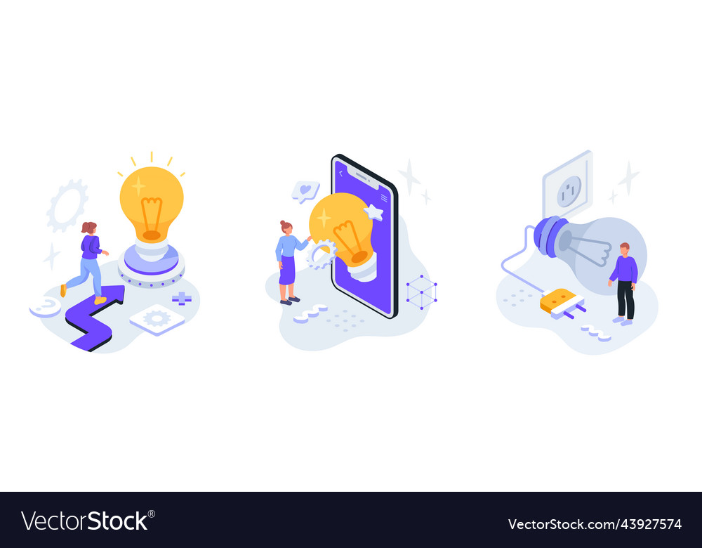 Idea finding set vector image Idea finding set