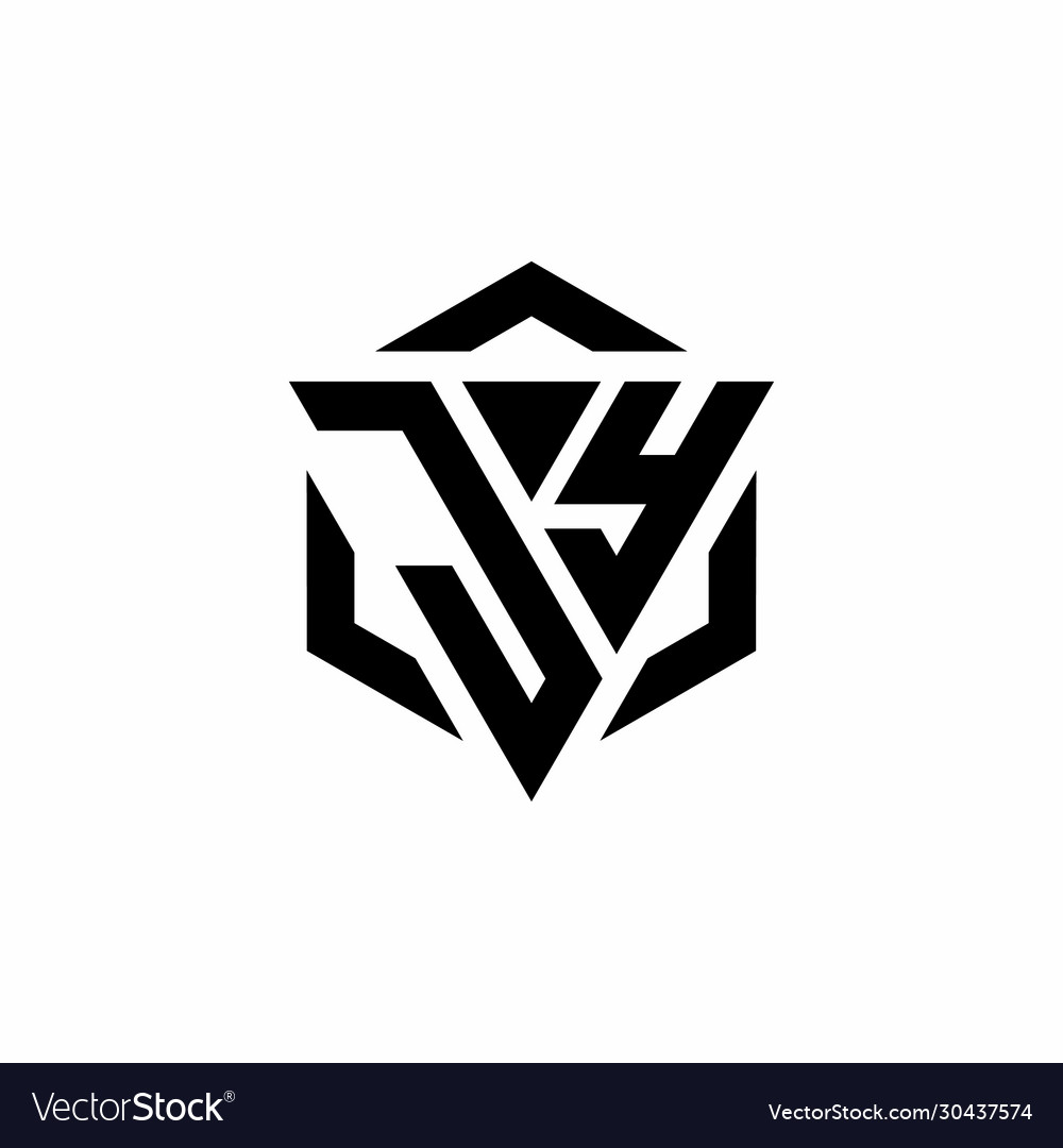 Jy logo monogram with triangle and hexagon modern