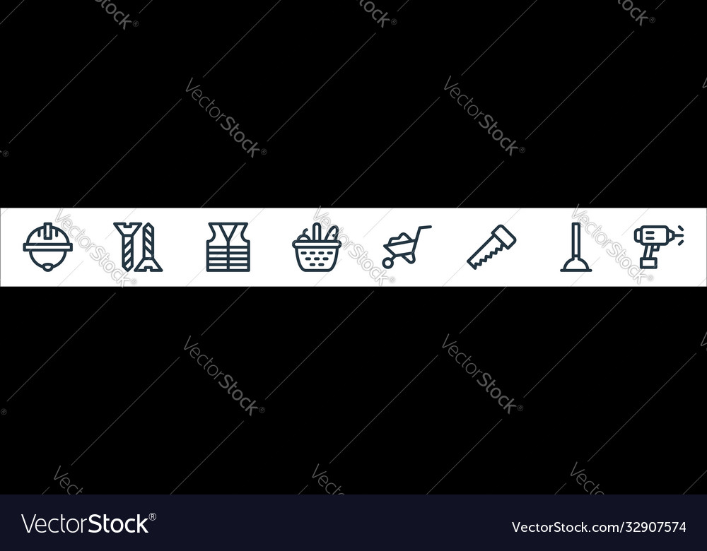 Labour day line icons linear set quality vector image Labour day line icons linear set quality