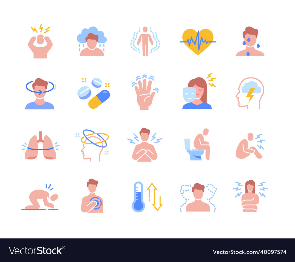 Panic attacks colorful icon set