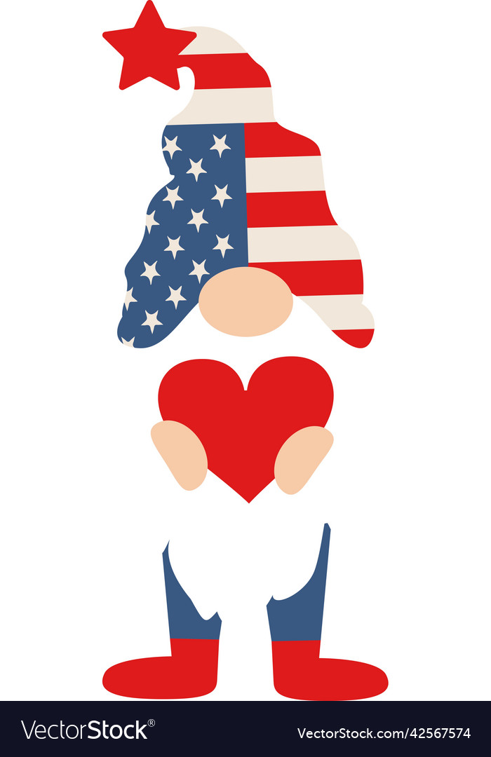 Patriotic american gnome cute scandinavian dwarf Vector Image