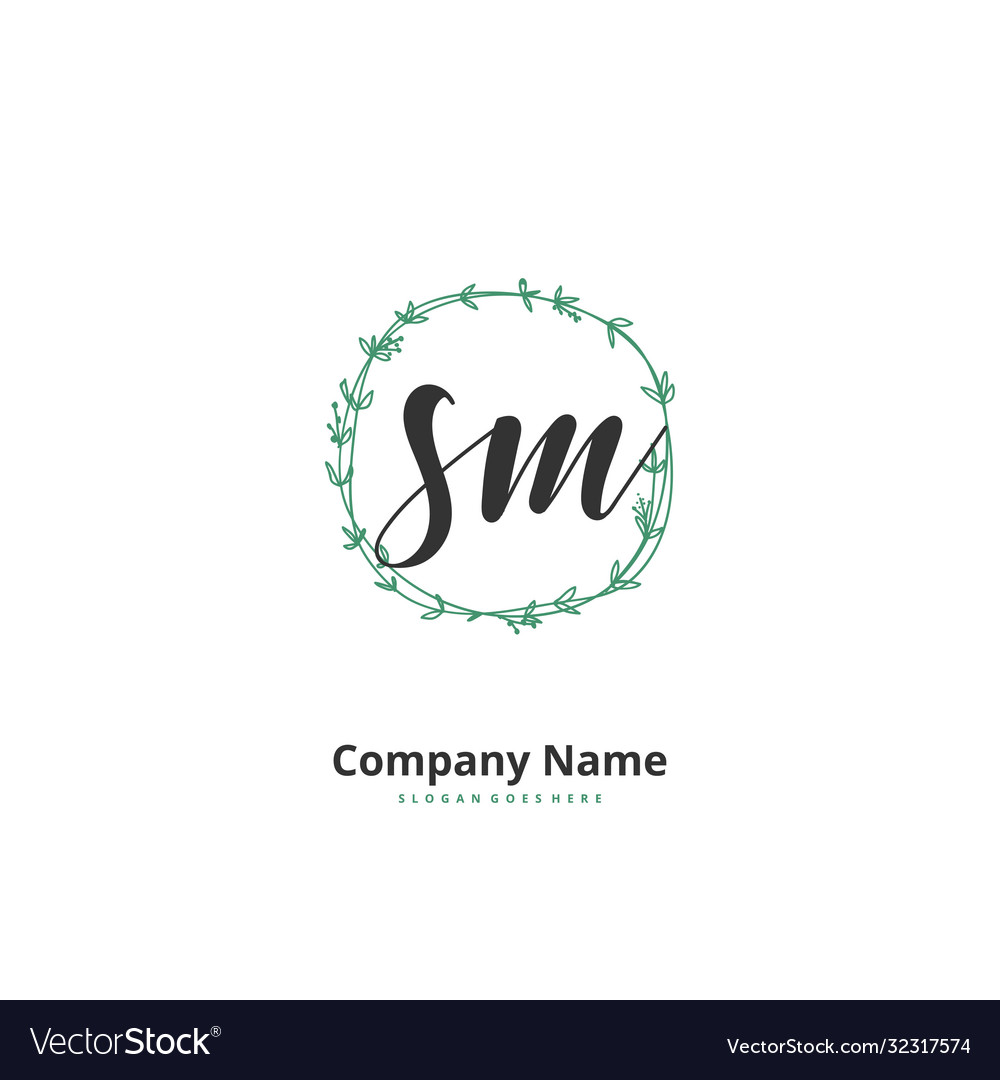 S m sm initial handwriting and signature logo