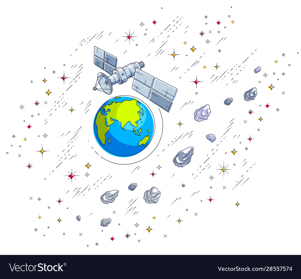 Satellite orbiting around earth spaceflight