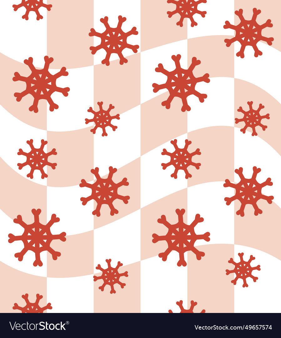 Seamless pattern of snowflake on chessboard vector image Seamless pattern of snowflake on chessboard