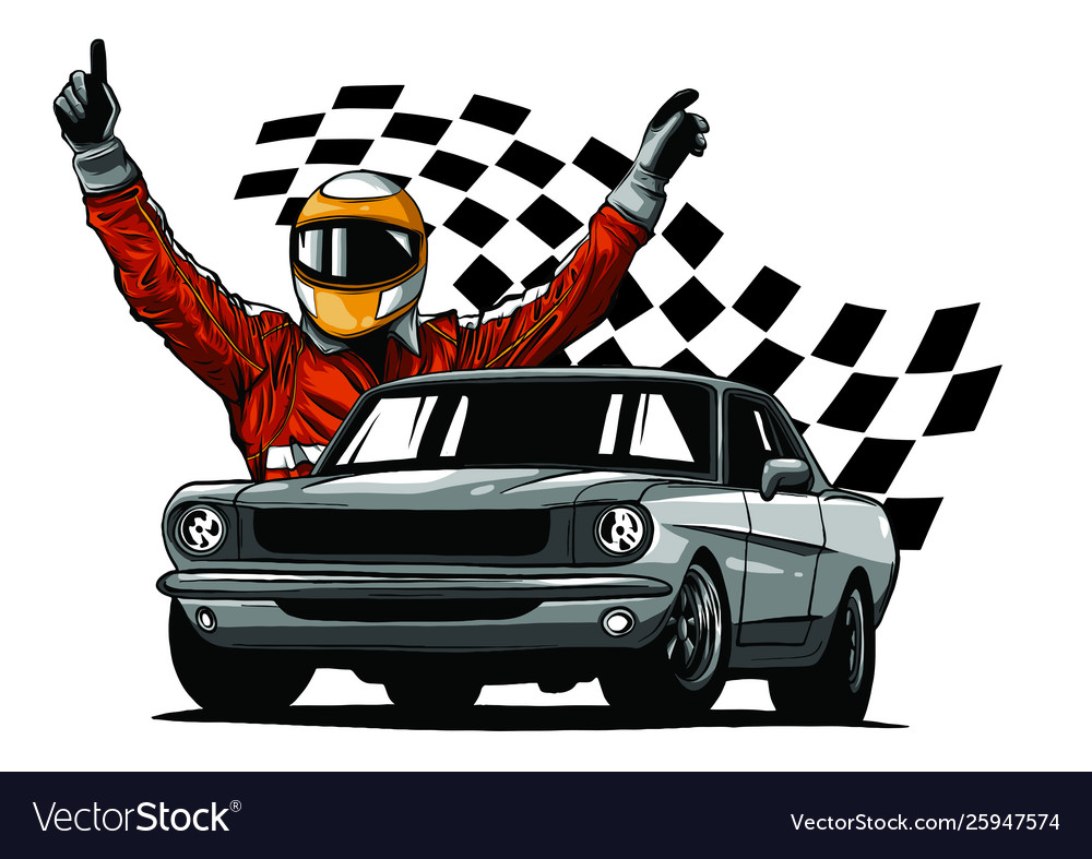 Set colorful fast retro motor racing cars Vector Image