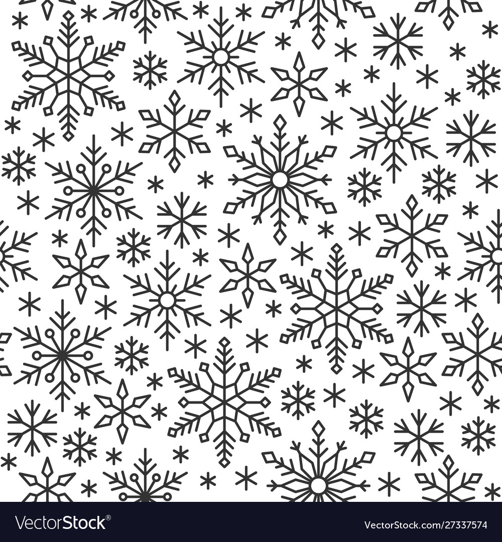 Snow flake line seamless pattern winter background vector image Snow flake line seamless pattern winter background