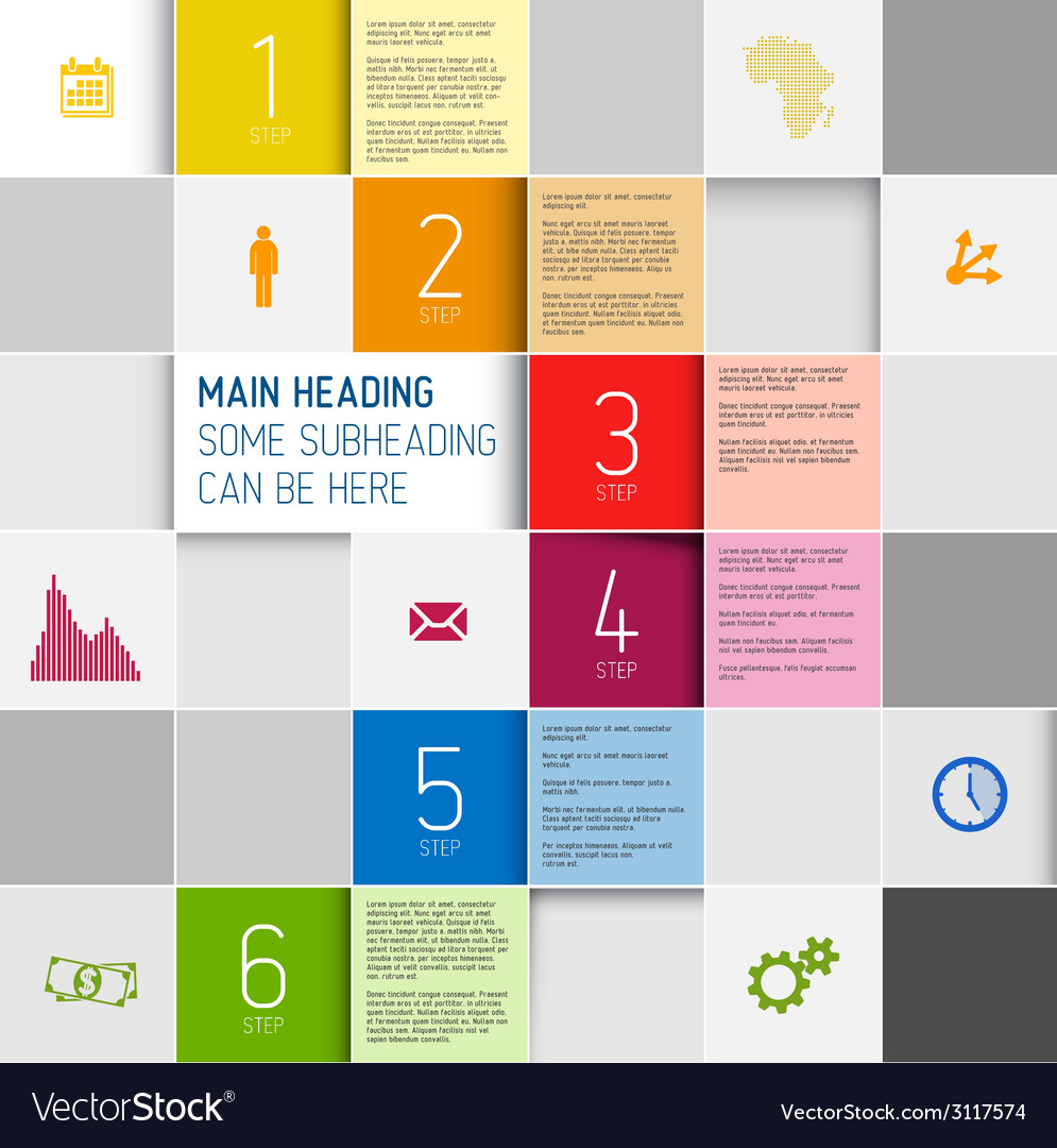 Squares background design steps template