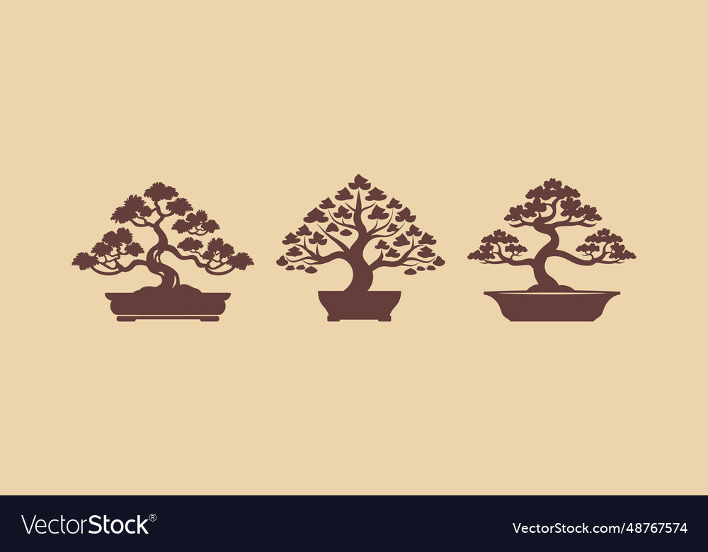 Tiny bonsai tree icons