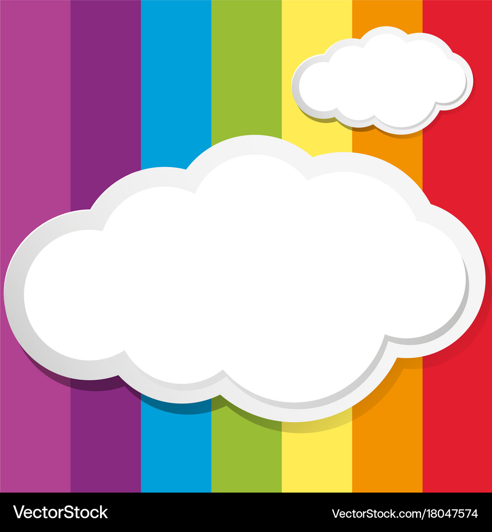 White clouds on rainbow background Royalty Free Vector Image