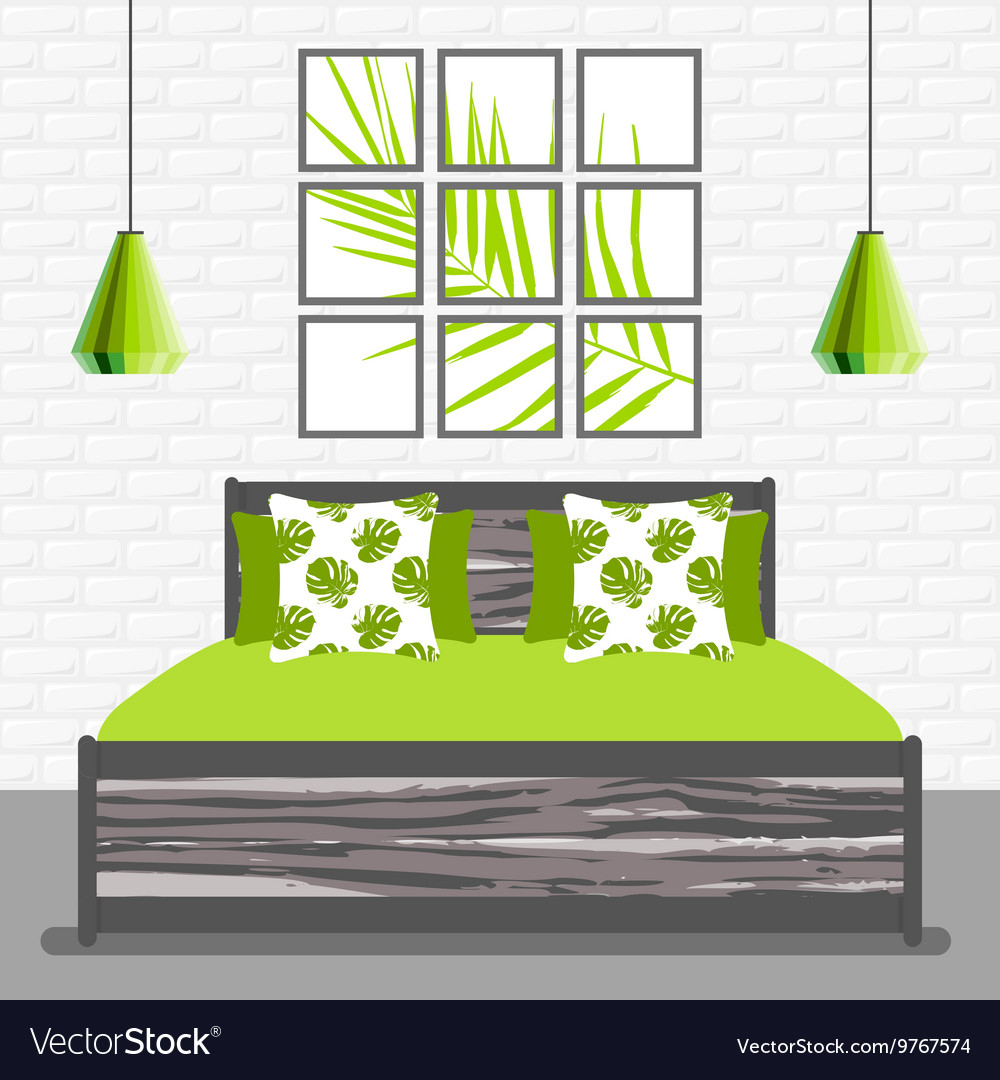 With bedroom in flat style Royalty Free Vector Image