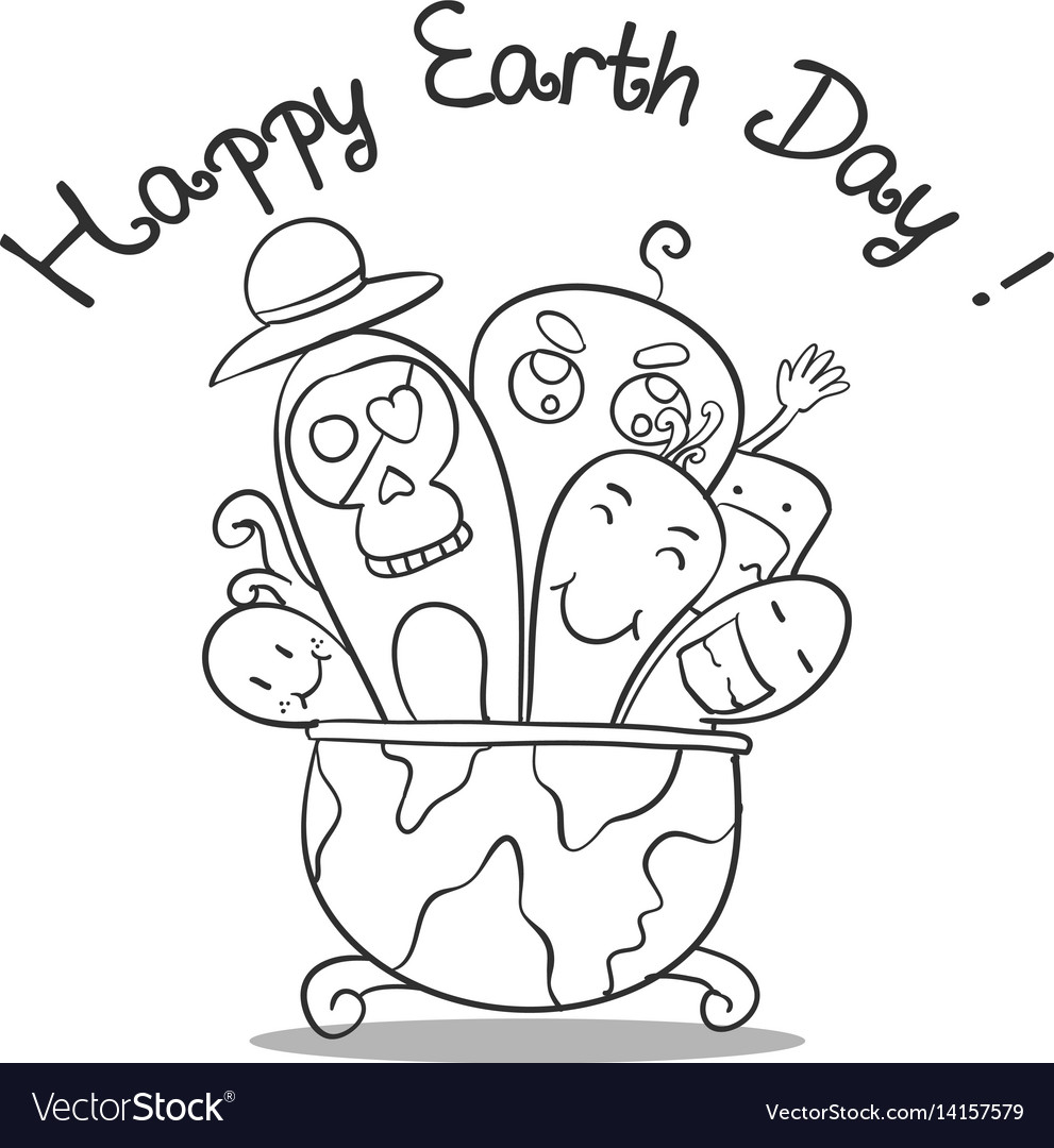 Doodle Art Earth Day Hand Draw Royalty Free Vector Image