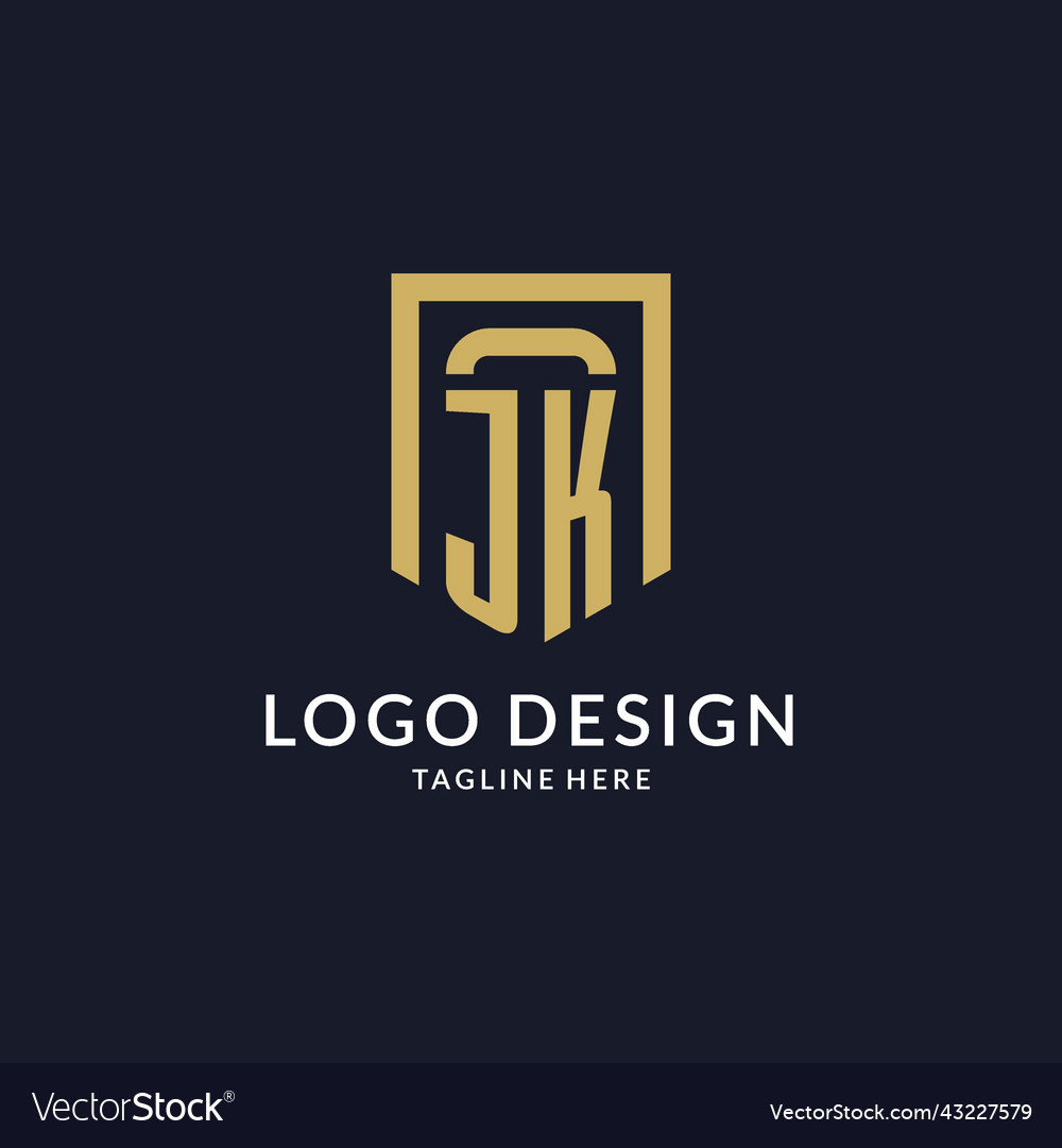 Jk logo initial with geometric shield shape