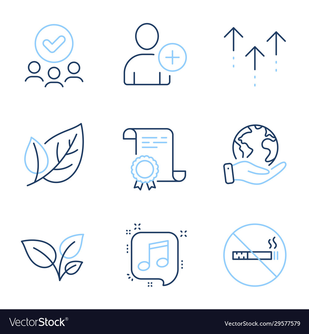 Leaf add user and swipe up icons set no smoking