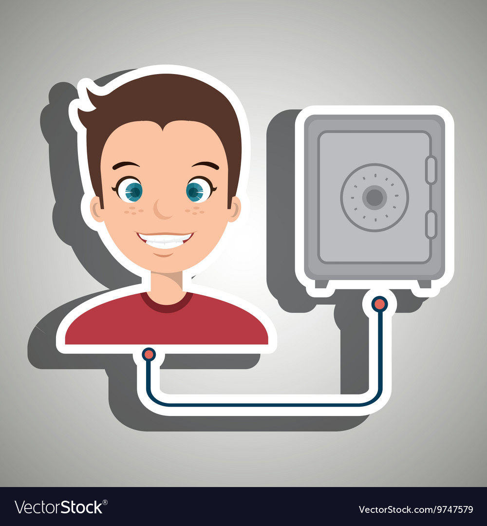 Man with safe box isolated icon design