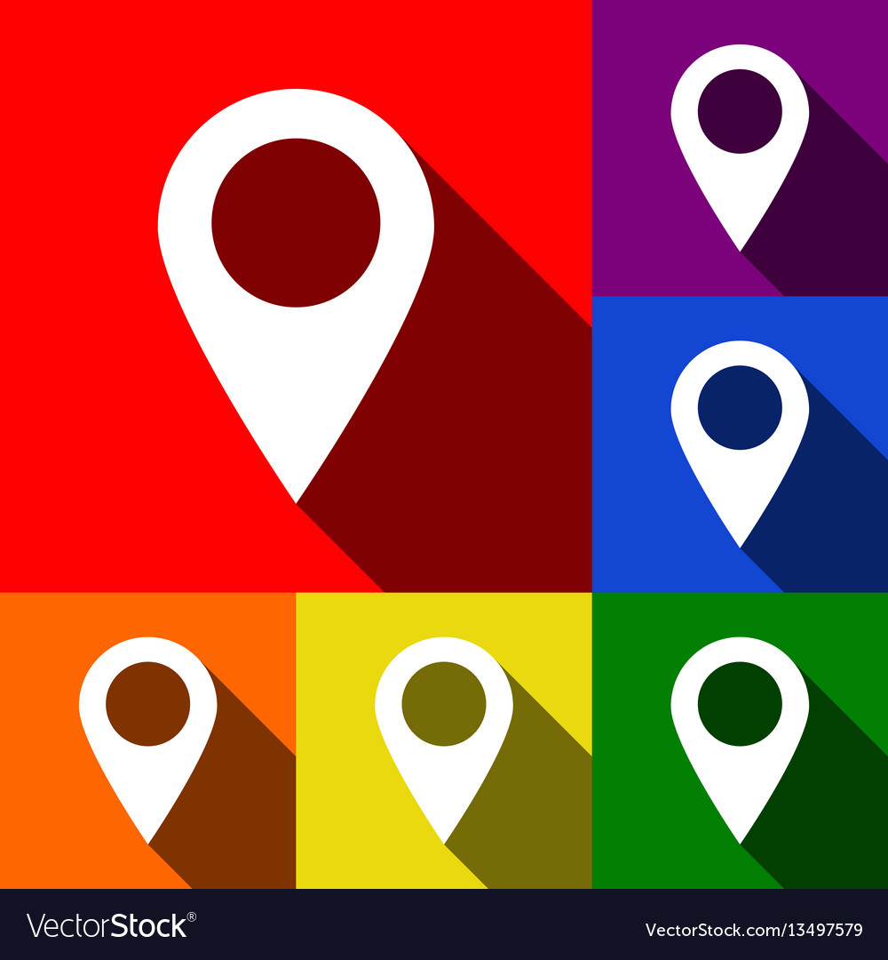 Mark pointer sign set of icons with flat
