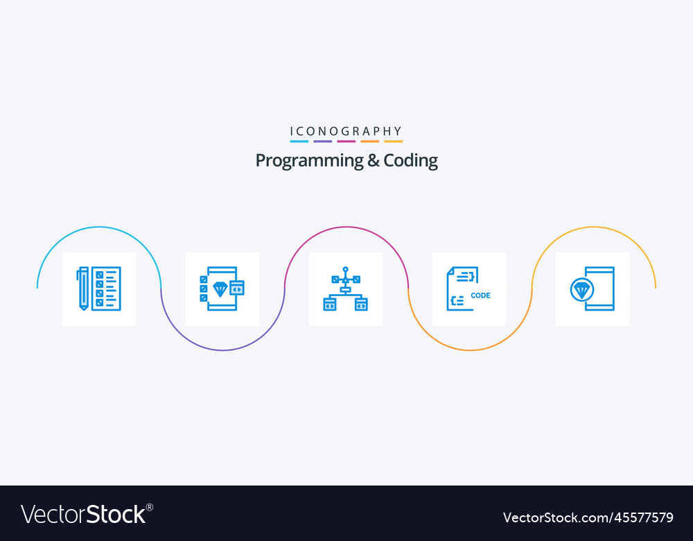 Programming and coding blue 5 icon pack including