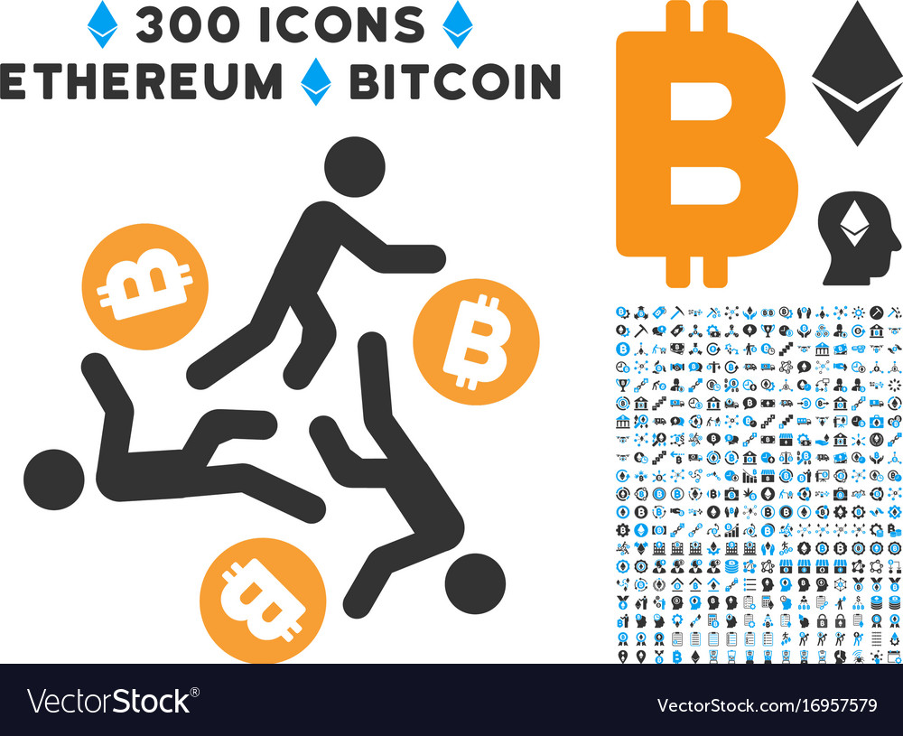 Laufende Personen für Bitcoin Flat Icon