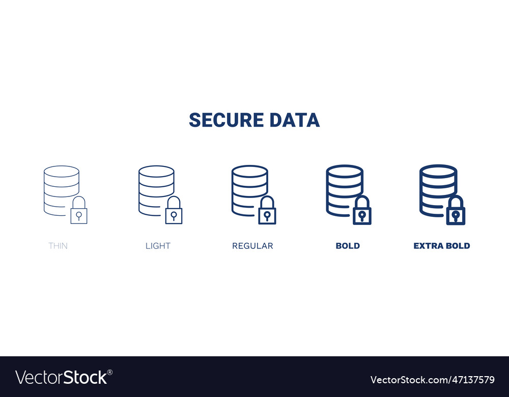 Secure data icon thin light regular bold black vector image Secure data icon thin light regular bold black