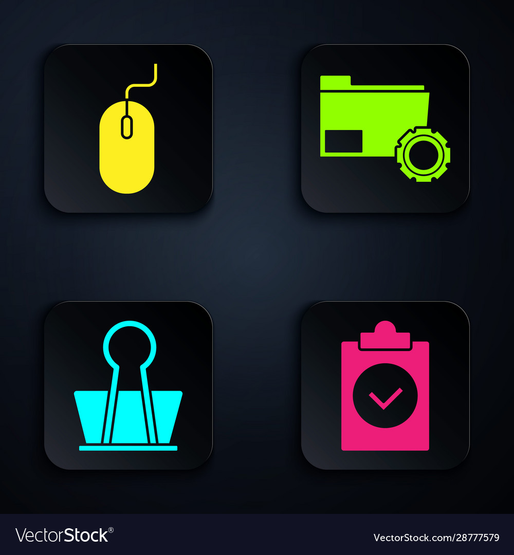 Set completed task computer mouse binder clip vector image Set completed task computer mouse binder clip