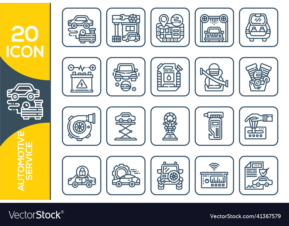 Set line icons with open path car service auto Vector Image Set line icons with open path car service auto