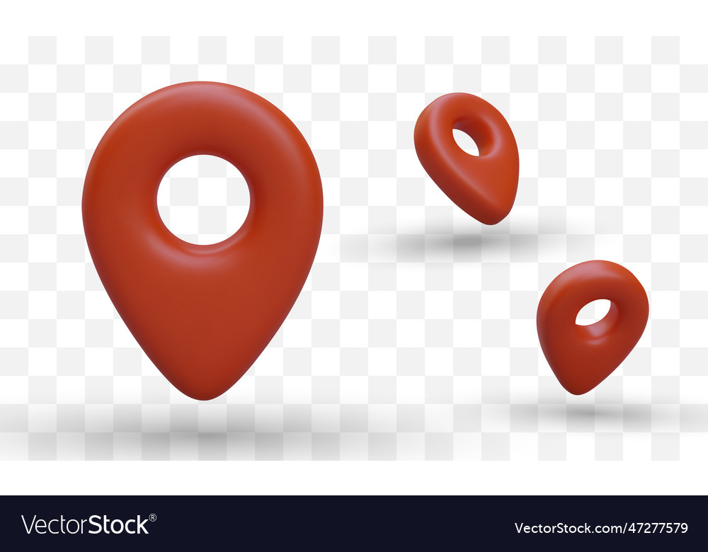 Set of 3d realistic location sign in different vector image Set of 3d realistic location sign in different