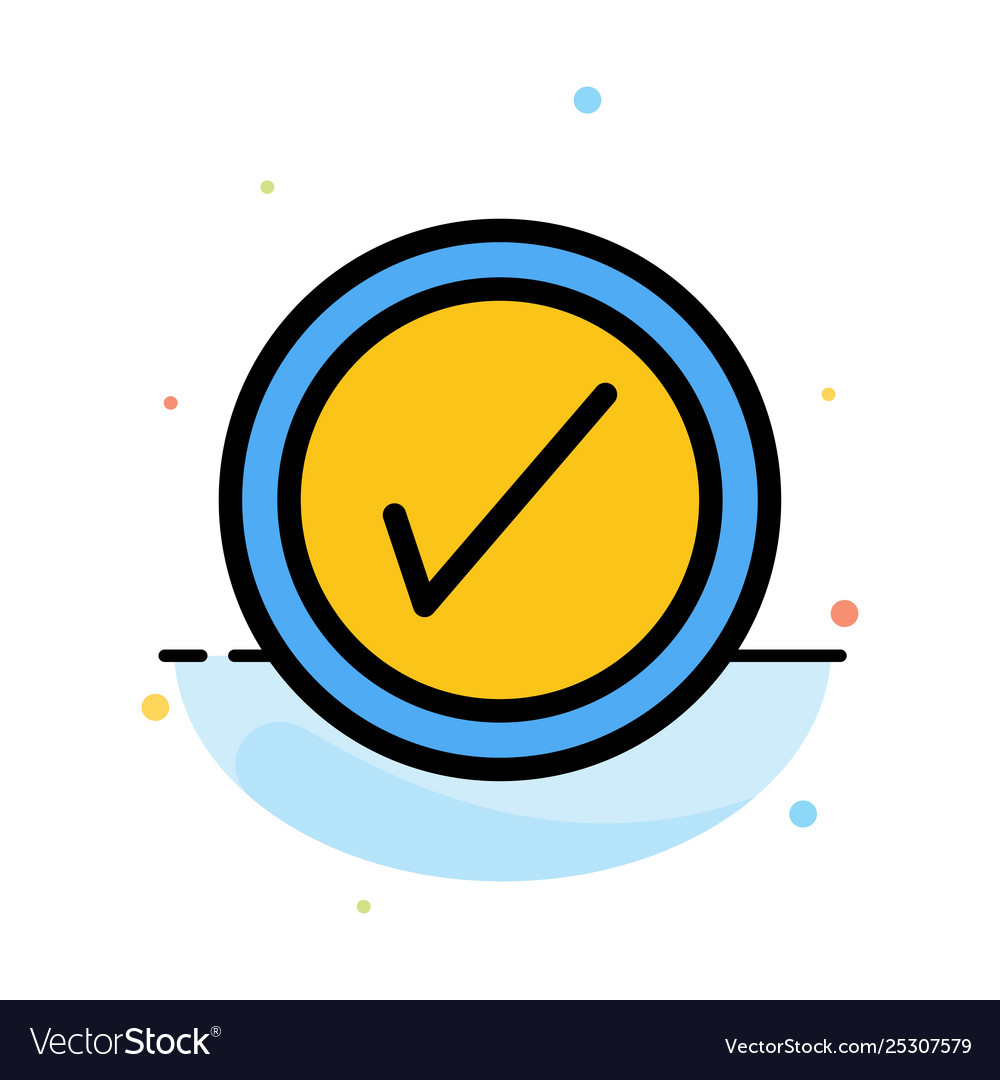 Tick interface user abstract flat color icon vector image Tick interface user abstract flat color icon