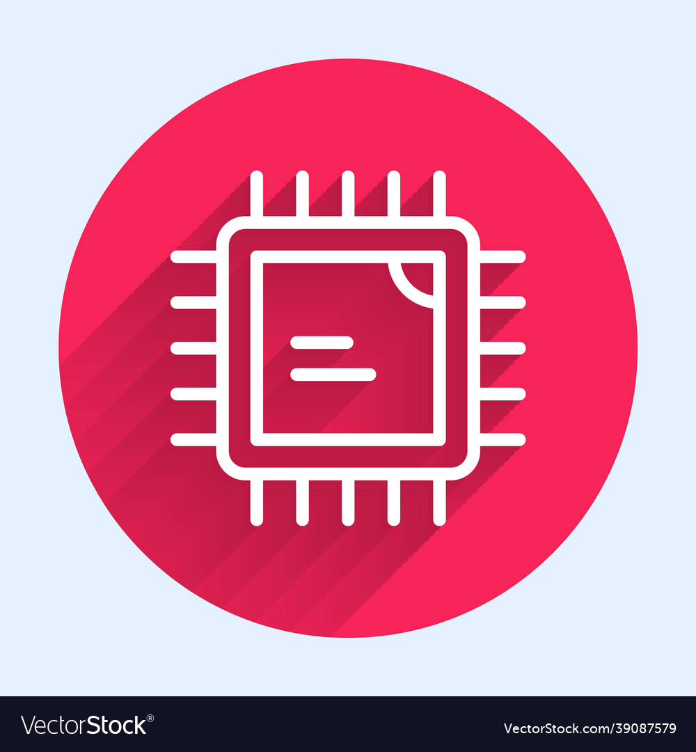 White line computer processor with microcircuits vector image White line computer processor with microcircuits