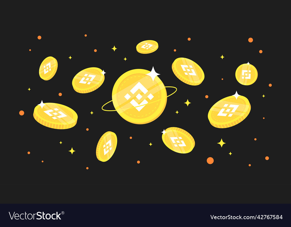 Bnb coins flying on dark background